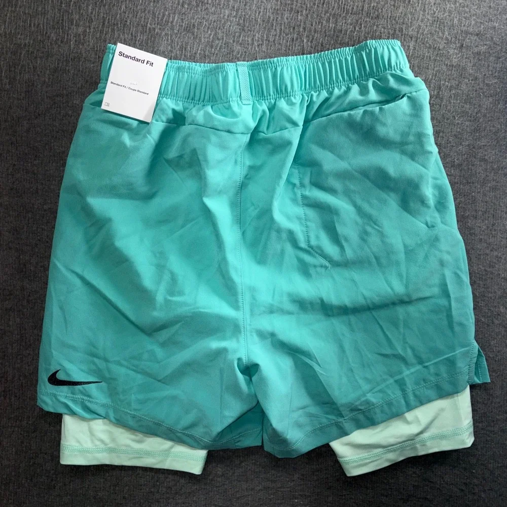 Nike Boys Dri-FIT 2-in-1 Training Shorts Teal Green DM8522-392 Size Medium NWT
